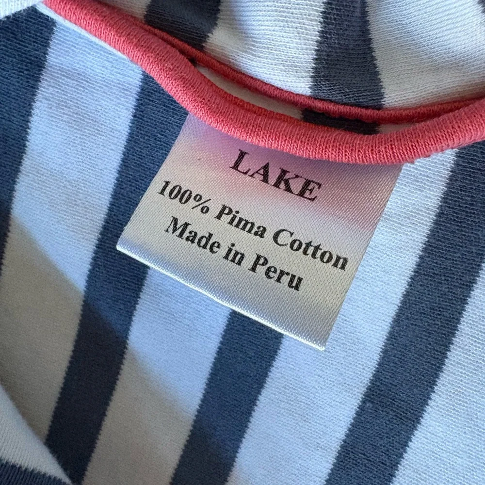 LAKE Pima Cotton Breton Stripe Knit Shift Dress Size L - Picture 9 of 10